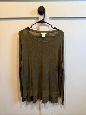 H&M Lightweight Green Long-Sleeve Women's Tunic Top